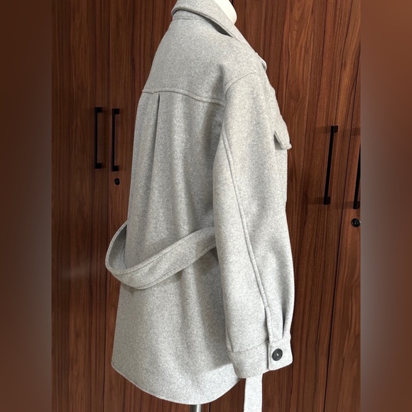 Zara Grey Soft Belted Overshirt Size SMALL - Picture 8 of 12